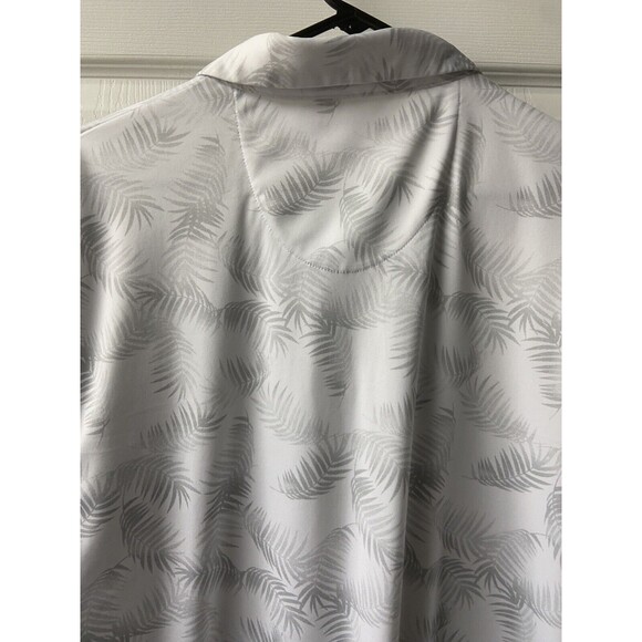 Grand Slam Short Sleeved Polo Shirt Mens Xtra Large White Silver Palm Leaf Print - Picture 4 of 4